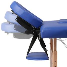 Masă de masaj pliabilă 2 părți cadru din lemn albastru, 8 image