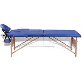 Masă de masaj pliabilă 2 părți cadru din lemn albastru, 6 image