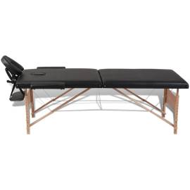 Masă de masaj pliabilă 2 părți cadru din lemn negru, 8 image