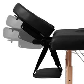 Masă de masaj pliabilă 2 părți cadru din lemn negru, 7 image