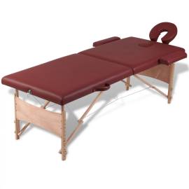 Masă de masaj pliabilă 2 părți cadru din lemn roșu