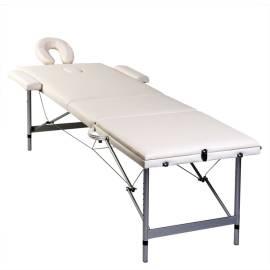 Masă de masaj pliabilă 3 părți cadru din aluminiu crem, 4 image