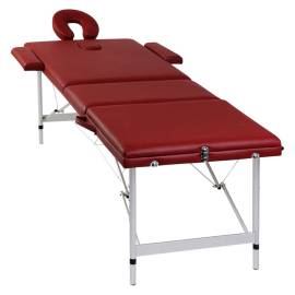 Masă de masaj pliabilă 3 părți cadru din aluminiu roșu, 7 image