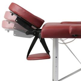 Masă de masaj pliabilă 3 părți cadru din aluminiu roșu, 6 image