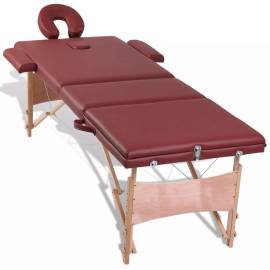 Masă de masaj pliabilă 3 părți cu cadru din lemn roșu, 7 image