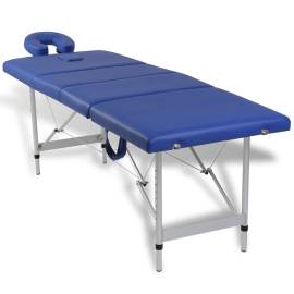 Masă de masaj pliabilă 4 părți cadru din aluminiu albastru, 2 image