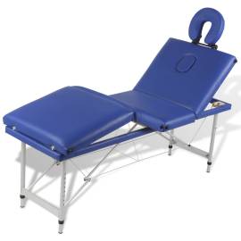 Masă de masaj pliabilă 4 părți cadru din aluminiu albastru, 4 image