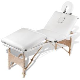 Masă de masaj pliabilă 4 părți cadru din lemn crem, 5 image