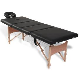 Masă de masaj pliabilă 4 părți cu cadru din lemn negru, 2 image