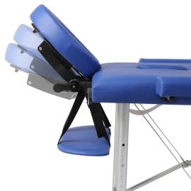 Masă de masaj pliabilă cadru din aluminiu 3 părți albastru, 5 image