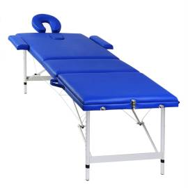 Masă de masaj pliabilă cadru din aluminiu 3 părți albastru, 3 image