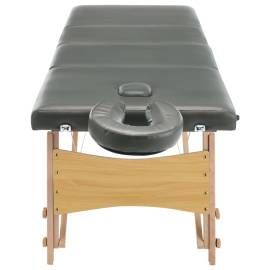 Masă de masaj cu 4 zone, cadru din lemn, antracit, 186 x 68 cm, 5 image