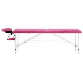 Masă de masaj pliabilă, 2 zone, roz, aluminiu, 2 image