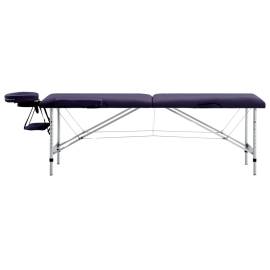 Masă de masaj pliabilă, 2 zone, violet, aluminiu, 2 image