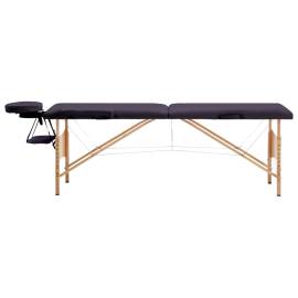 Masă de masaj pliabilă, 2 zone, violet, lemn, 2 image