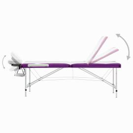 Masă de masaj pliabilă, 3 zone, alb și violet, aluminiu, 4 image