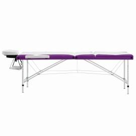 Masă de masaj pliabilă, 3 zone, alb și violet, aluminiu, 3 image