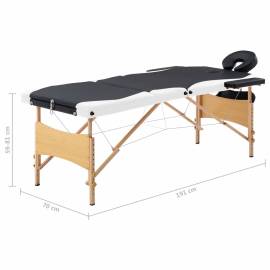 Masă de masaj pliabilă, 3 zone, negru și alb, lemn, 10 image
