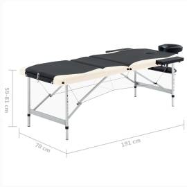 Masă de masaj pliabilă, 3 zone, negru și bej, aluminiu, 10 image