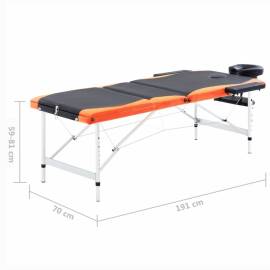 Masă de masaj pliabilă, 3 zone, negru și portocaliu, aluminiu, 10 image