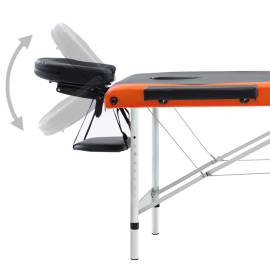 Masă de masaj pliabilă, 3 zone, negru și portocaliu, aluminiu, 5 image