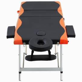 Masă de masaj pliabilă, 3 zone, negru și portocaliu, aluminiu, 2 image