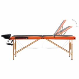 Masă de masaj pliabilă, 3 zone, negru și portocaliu, lemn, 3 image
