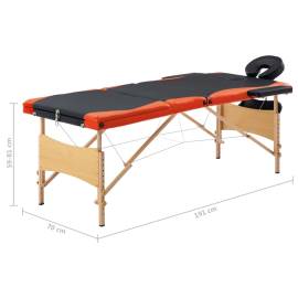 Masă de masaj pliabilă, 3 zone, negru și portocaliu, lemn, 10 image