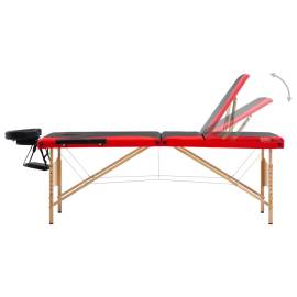 Masă de masaj pliabilă, 3 zone, negru și roșu, lemn, 4 image