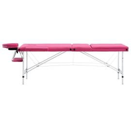 Masă de masaj pliabilă, 3 zone, roz, aluminiu, 2 image