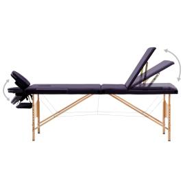 Masă de masaj pliabilă, 3 zone, violet, lemn, 3 image