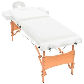 Masă de masaj pliabilă cu 2 zone, 10 cm grosime, alb, 2 image