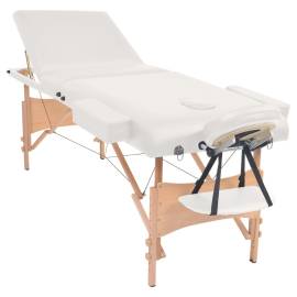 Masă de masaj pliabilă cu 3 zone, 10 cm grosime, alb, 2 image