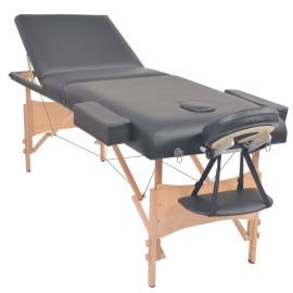 Masă de masaj pliabilă cu 3 zone, 10 cm grosime, negru, 2 image