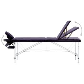 Masă de masaj pliabilă cu 3 zone, violet, aluminiu, 3 image