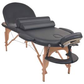 Masă masaj pliabilă, 4 cm grosime, cu 2 perne, negru, oval, 3 image