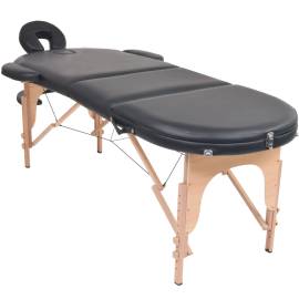 Masă masaj pliabilă, 4 cm grosime, cu 2 perne, negru, oval, 2 image