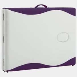 Masă pliabilă de masaj, 2 zone, alb și violet, aluminiu, 7 image
