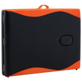 Masă pliabilă de masaj, 2 zone, negru și portocaliu, aluminiu, 7 image