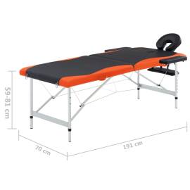 Masă pliabilă de masaj, 2 zone, negru și portocaliu, aluminiu, 9 image