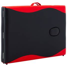 Masă pliabilă de masaj, 2 zone, negru și roșu, lemn, 7 image