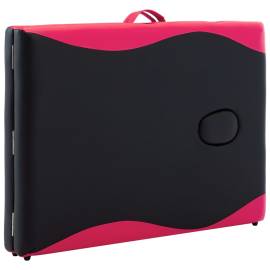 Masă pliabilă de masaj, 2 zone, negru și roz, lemn, 7 image