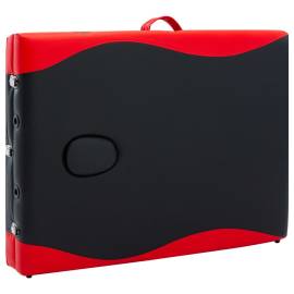 Masă pliabilă de masaj, 3 zone, negru și roșu, aluminiu, 8 image