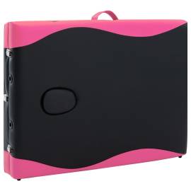 Masă pliabilă de masaj, 3 zone, negru și roz, aluminiu, 8 image