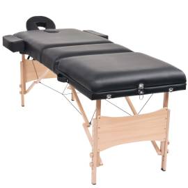Set taburet și masă de masaj pliabilă 3 zone negru grosime 10cm, 2 image