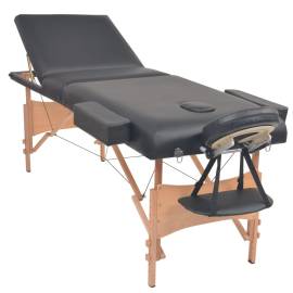 Set taburet și masă de masaj pliabilă 3 zone negru grosime 10cm, 3 image