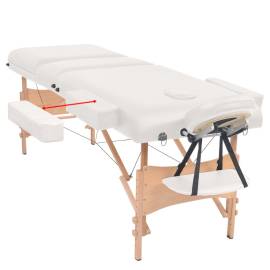 Set taburet și masă masaj pliabilă, 3 zone, grosime 10 cm, alb, 4 image