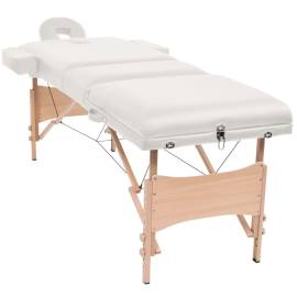 Set taburet și masă masaj pliabilă, 3 zone, grosime 10 cm, alb, 2 image