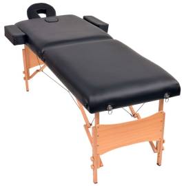 Set taburet și masă masaj pliabilă 2 zone, 10 cm grosime, negru, 2 image