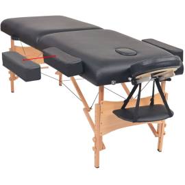 Set taburet și masă masaj pliabilă 2 zone, 10 cm grosime, negru, 3 image